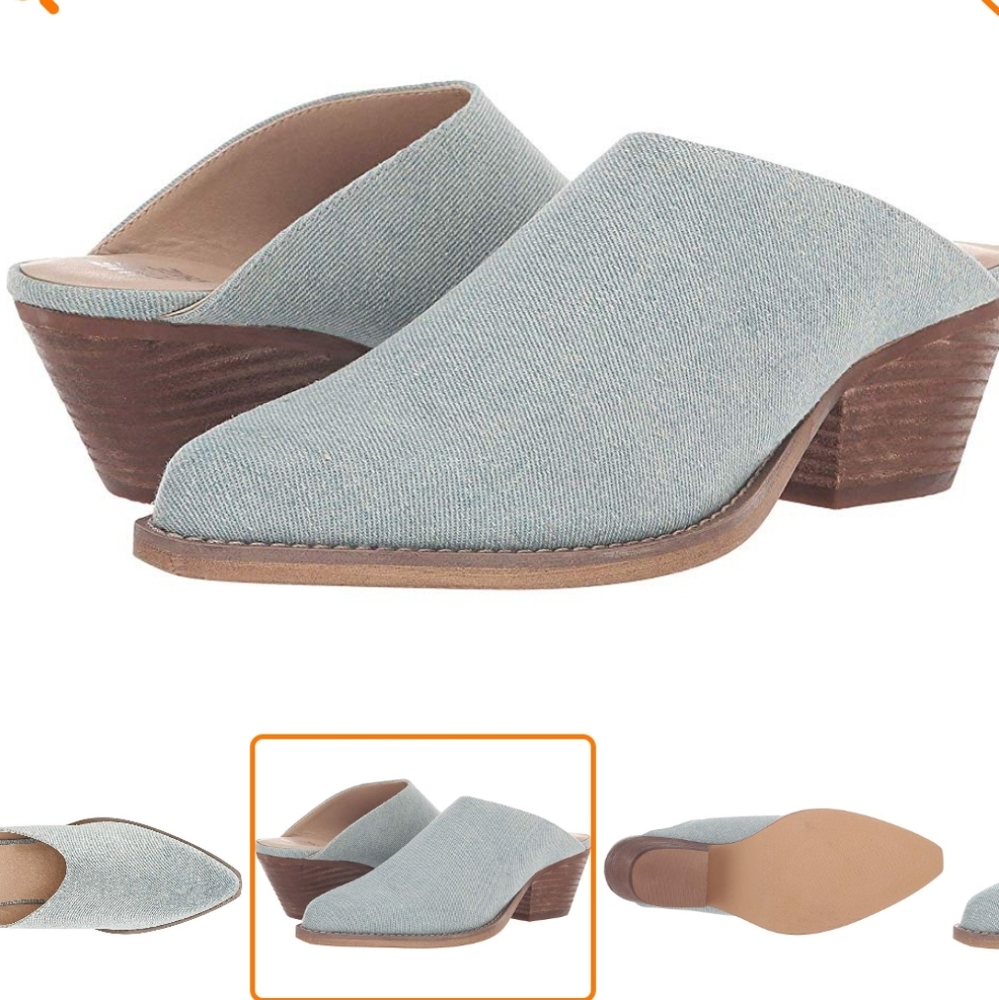 Jane and the Shoe Karissa Light Denim Blue Mules